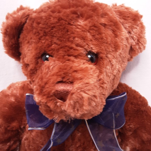 🖤Vintage 2002 Prince Plush Teddy Bear Caramel Brown With Purple Bow - Picture 2 of 8